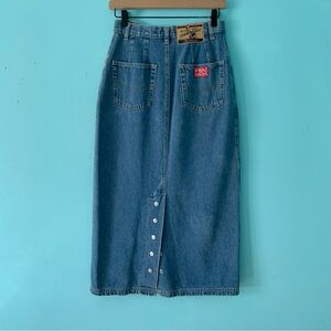 No Excuses Vintage Denim Midi Retro Skirt 9/10 Pinup Femme Fatale Rare Malt Shop